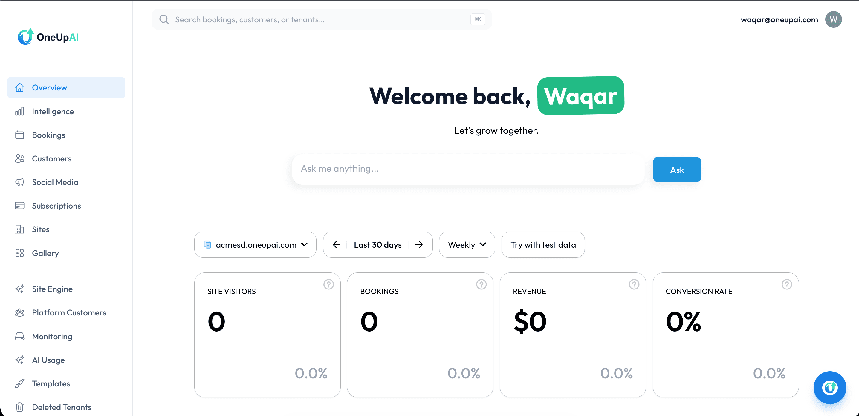 Screenshot of OneUpAI Platform (alternate view)